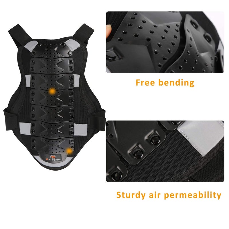 RIDBIKER Chest Protector Motorcycle, Dirt Bike Gear Body Armor Vest Spine Back Protector for Motocross Off-Road (Reflective at Night) (Black, L) - Image 2